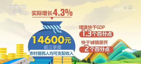 農村居民人均可支配收入14600元 實際增長4.3%